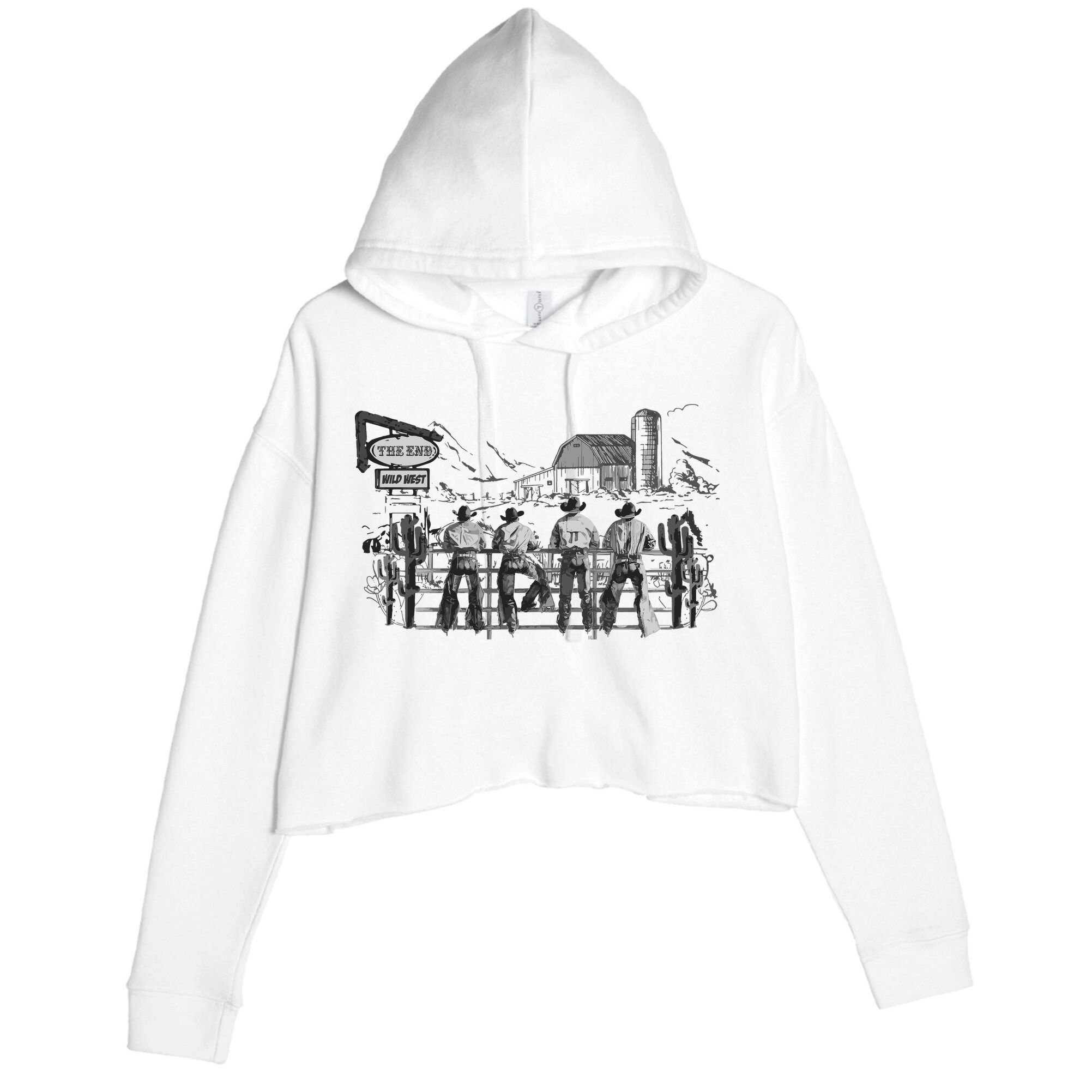 Western Cowboys Oversized Crop Fleece Hoodie