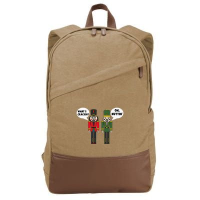 WhatS Crackin Oh Nuttin Funny Christmas Nutcracker Pun Cotton Canvas Backpack