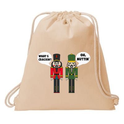 WhatS Crackin Oh Nuttin Funny Christmas Nutcracker Pun Drawstring Bag