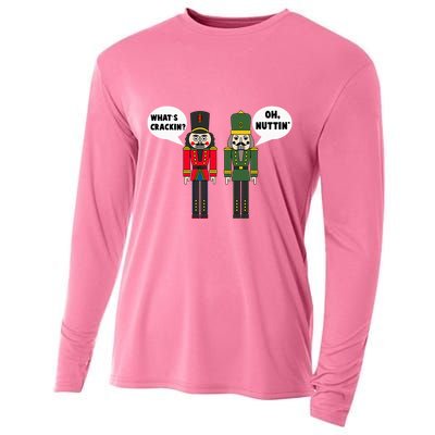 WhatS Crackin Oh Nuttin Funny Christmas Nutcracker Pun Cooling Performance Long Sleeve Crew