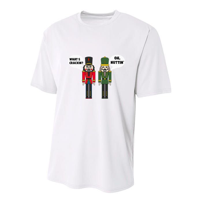 WhatS Crackin Oh Nuttin Funny Christmas Nutcracker Pun Youth Performance Sprint T-Shirt