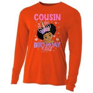 Womens Cousin Of The Birthday Melanin Afro Unicorn 1st Family Cooling Performance Long Sleeve Crew