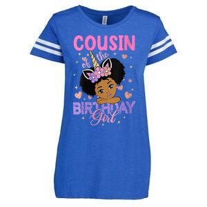 Womens Cousin Of The Birthday Melanin Afro Unicorn 1st Family Enza Ladies Jersey Football T-Shirt