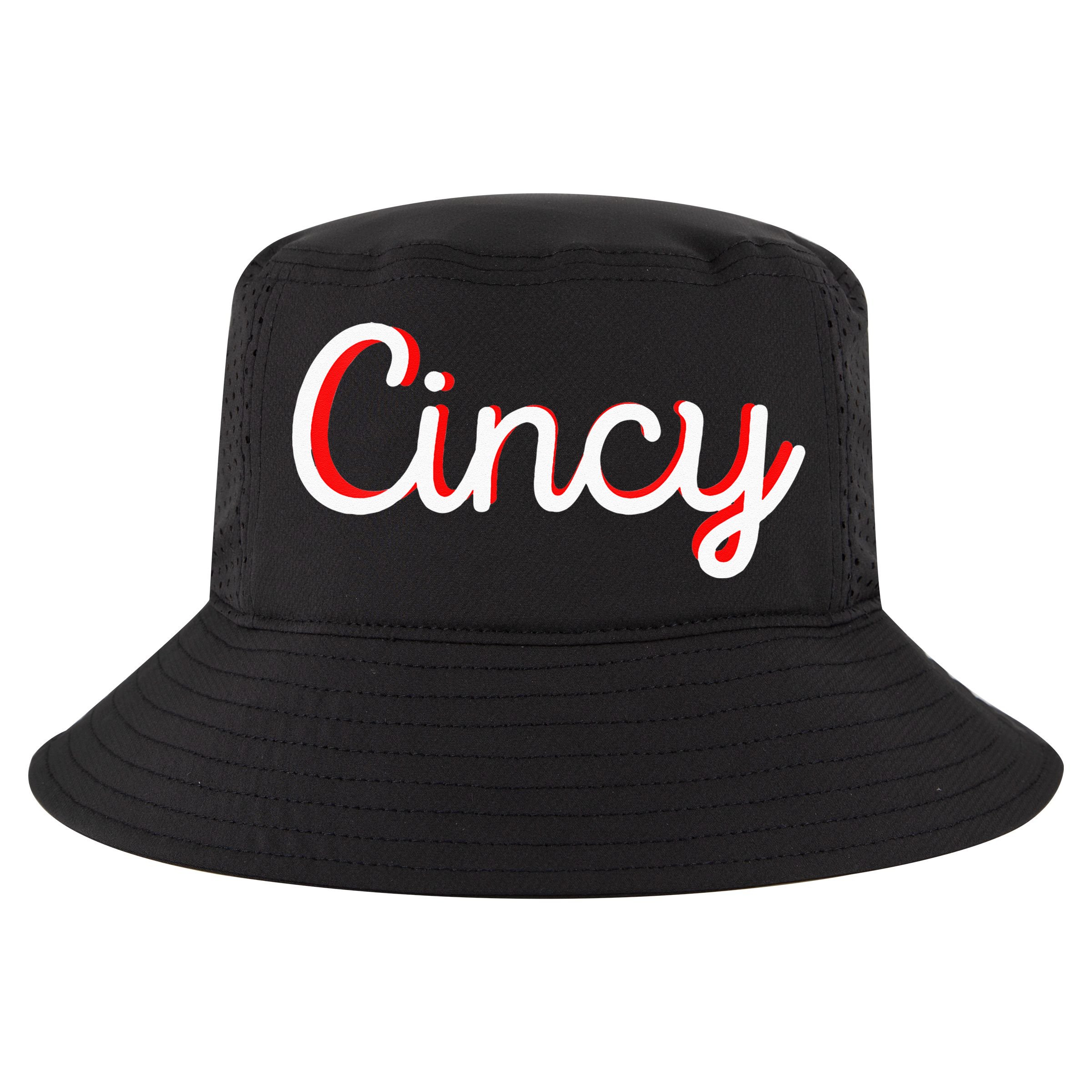 Womens Cincinnati Ohio Classic Red Script Cincy City Vacation Gift Cool Comfort Performance Bucket Hat
