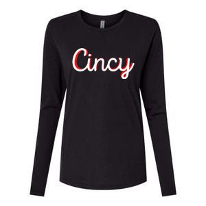 Womens Cincinnati Ohio Classic Red Script Cincy City Vacation Gift Womens Cotton Relaxed Long Sleeve T-Shirt