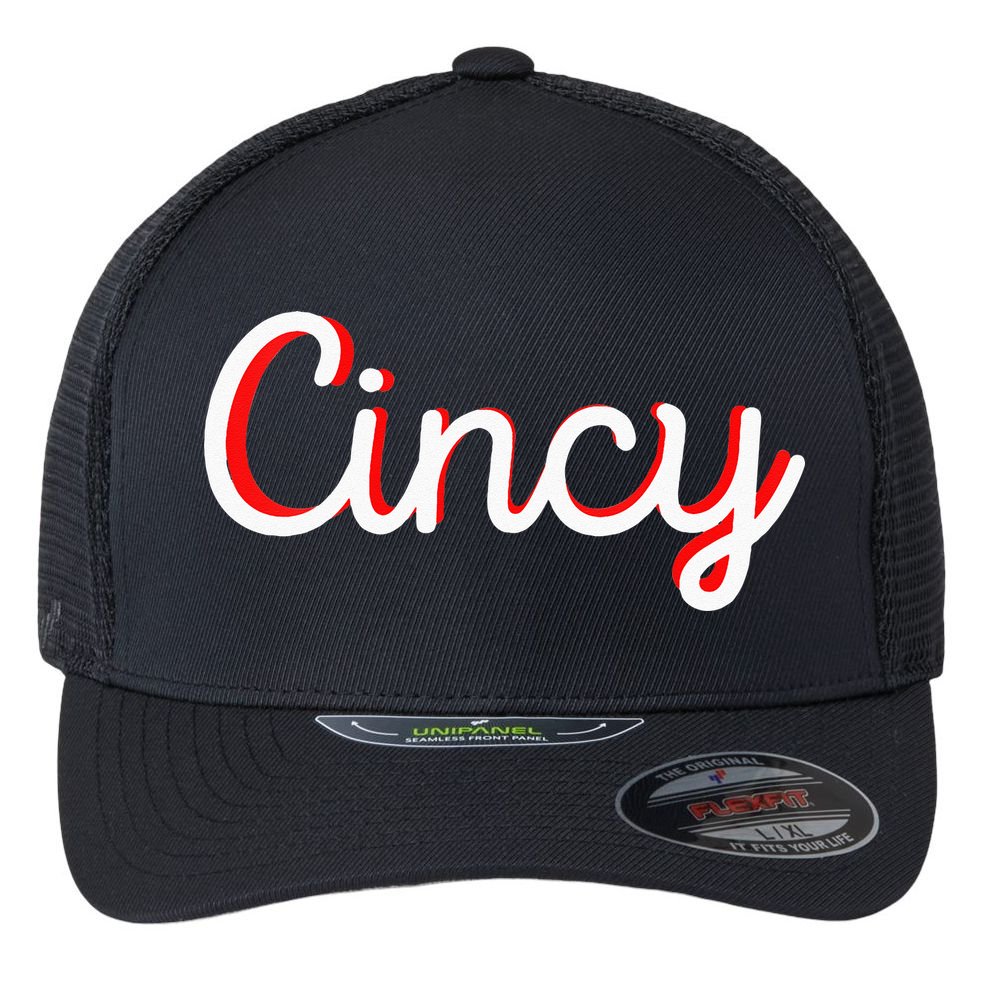 Womens Cincinnati Ohio Classic Red Script Cincy City Vacation Gift Flexfit Unipanel Trucker Cap