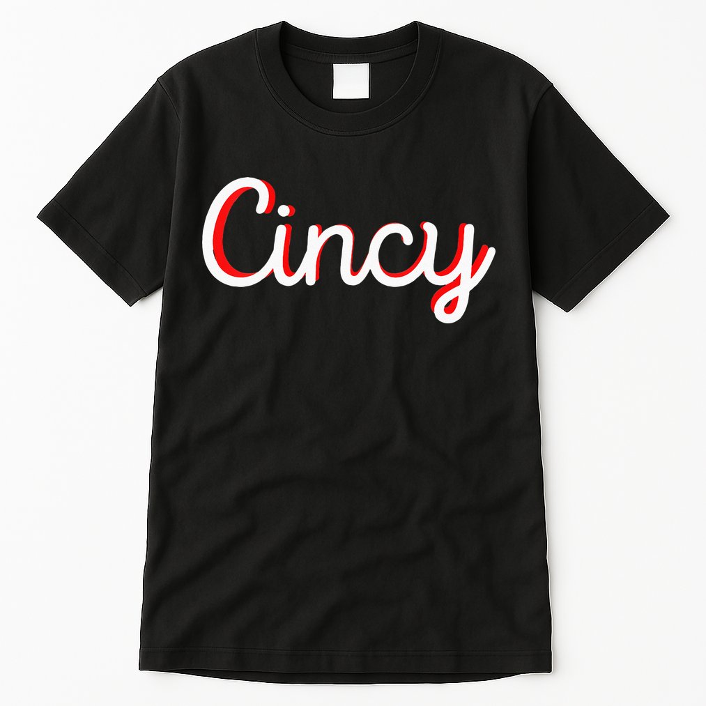 Womens Cincinnati Ohio Classic Red Script Cincy City Vacation Gift Tall T-Shirt
