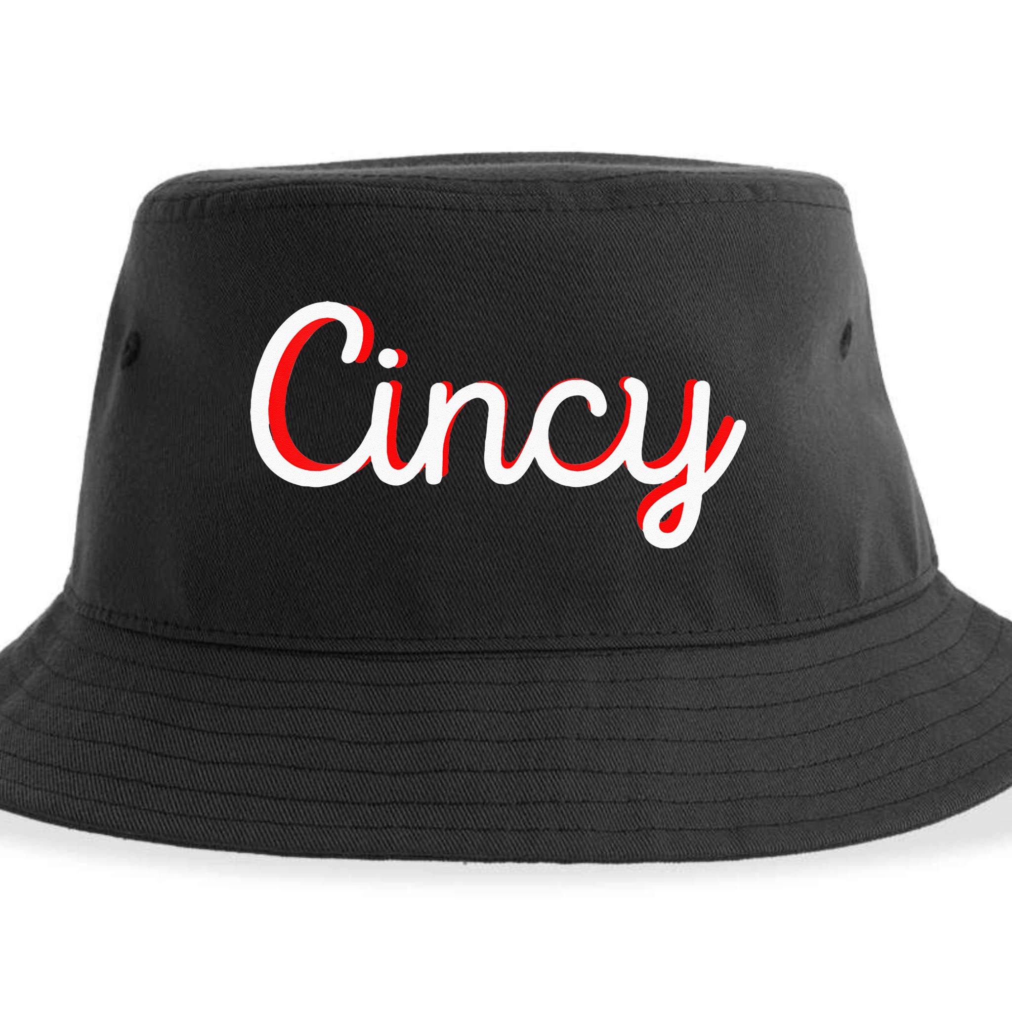 Womens Cincinnati Ohio Classic Red Script Cincy City Vacation Gift Sustainable Bucket Hat