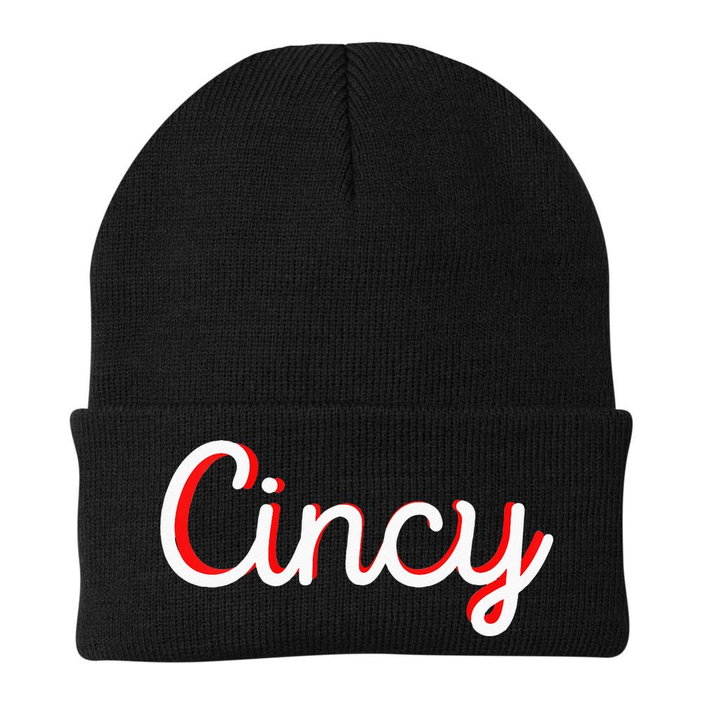 Womens Cincinnati Ohio Classic Red Script Cincy City Vacation Gift Beanie