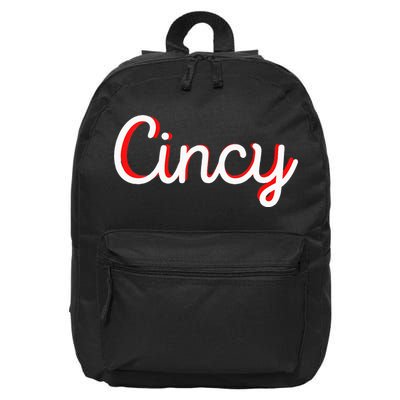Womens Cincinnati Ohio Classic Red Script Cincy City Vacation Gift 16 in Basic Backpack