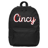 Womens Cincinnati Ohio Classic Red Script Cincy City Vacation Gift 16 in Basic Backpack