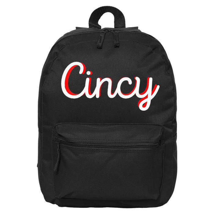 Womens Cincinnati Ohio Classic Red Script Cincy City Vacation Gift 16 in Basic Backpack