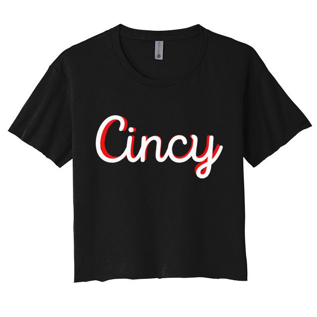 Womens Cincinnati Ohio Classic Red Script Cincy City Vacation Gift Crop Top