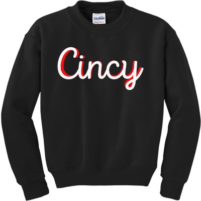 Womens Cincinnati Ohio Classic Red Script Cincy City Vacation Gift Kids Sweatshirt