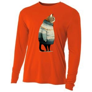 Winter Cat Print Cooling Performance Long Sleeve Crew