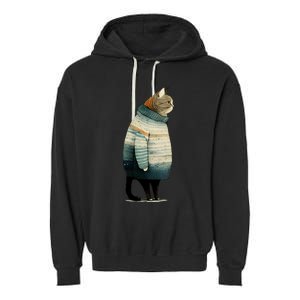 Winter Cat Print Garment-Dyed Fleece Hoodie