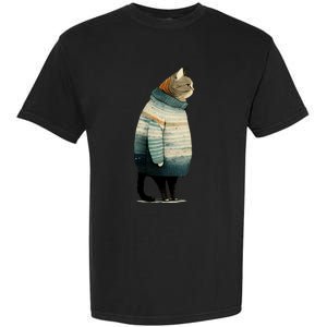 Winter Cat Print Garment-Dyed Heavyweight T-Shirt