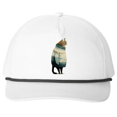 Winter Cat Print Snapback Five-Panel Rope Hat