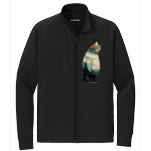 Winter Cat Print Stretch Full-Zip Cadet Jacket