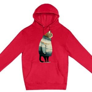 Winter Cat Print Premium Pullover Hoodie