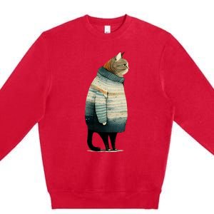 Winter Cat Print Premium Crewneck Sweatshirt