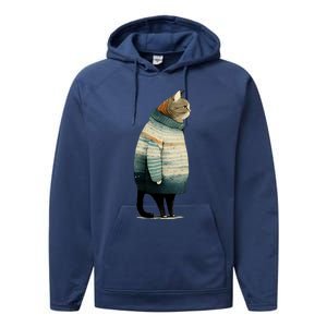 Winter Cat Print Performance Fleece Hoodie