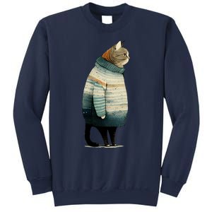 Winter Cat Print Sweatshirt