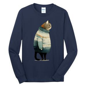 Winter Cat Print Tall Long Sleeve T-Shirt