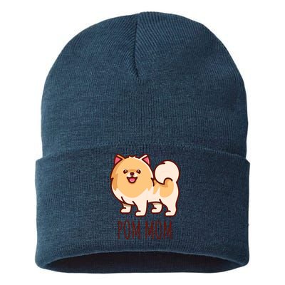 Womens Cute Pomeranian Pom Mom Funny Gift Sustainable Knit Beanie