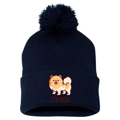 Womens Cute Pomeranian Pom Mom Funny Gift Pom Pom 12in Knit Beanie