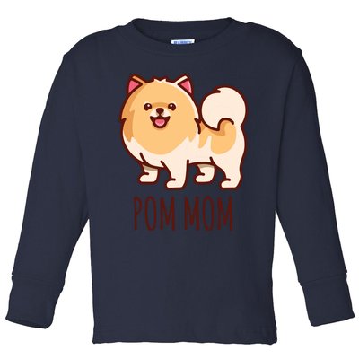 Womens Cute Pomeranian Pom Mom Funny Gift Toddler Long Sleeve Shirt