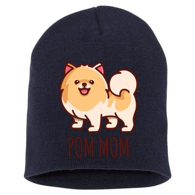 Womens Cute Pomeranian Pom Mom Funny Gift Short Acrylic Beanie