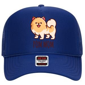 Womens Cute Pomeranian Pom Mom Funny Gift High Crown Mesh Back Trucker Hat