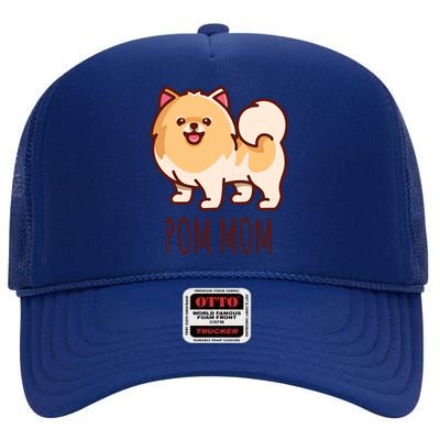 Womens Cute Pomeranian Pom Mom Funny Gift High Crown Mesh Back Trucker Hat