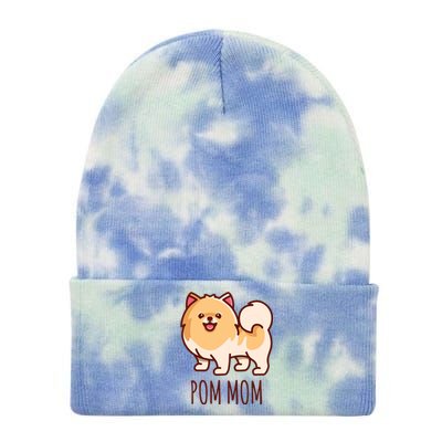 Womens Cute Pomeranian Pom Mom Funny Gift Tie Dye 12in Knit Beanie