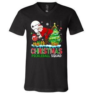 Women Christmas Pickleball Squad Santa Playing Pickleball Player Gift V-Neck T-Shirt