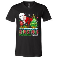 Women Christmas Pickleball Squad Santa Playing Pickleball Player Gift V-Neck T-Shirt