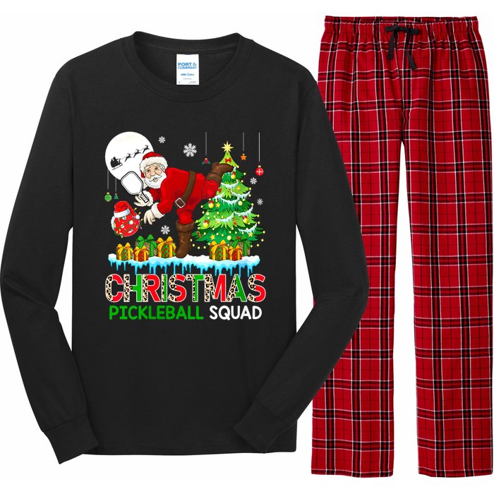 Women Christmas Pickleball Squad Santa Playing Pickleball Player Gift Long Sleeve Pajama Set