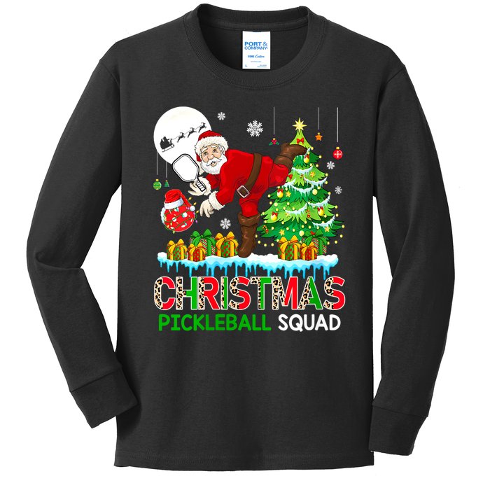 Women Christmas Pickleball Squad Santa Playing Pickleball Player Gift Kids Long Sleeve Shirt