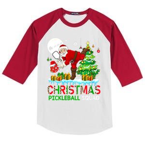 Women Christmas Pickleball Squad Santa Playing Pickleball Player Gift Kids Colorblock Raglan Jersey