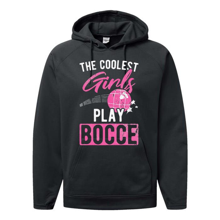 Womens Coolest Play Bocce Ball Performance Fleece Hoodie