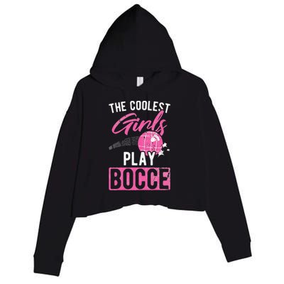 Womens Coolest Play Bocce Ball Crop Fleece Hoodie