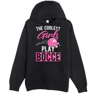 Womens Coolest Play Bocce Ball Premium Pullover Hoodie