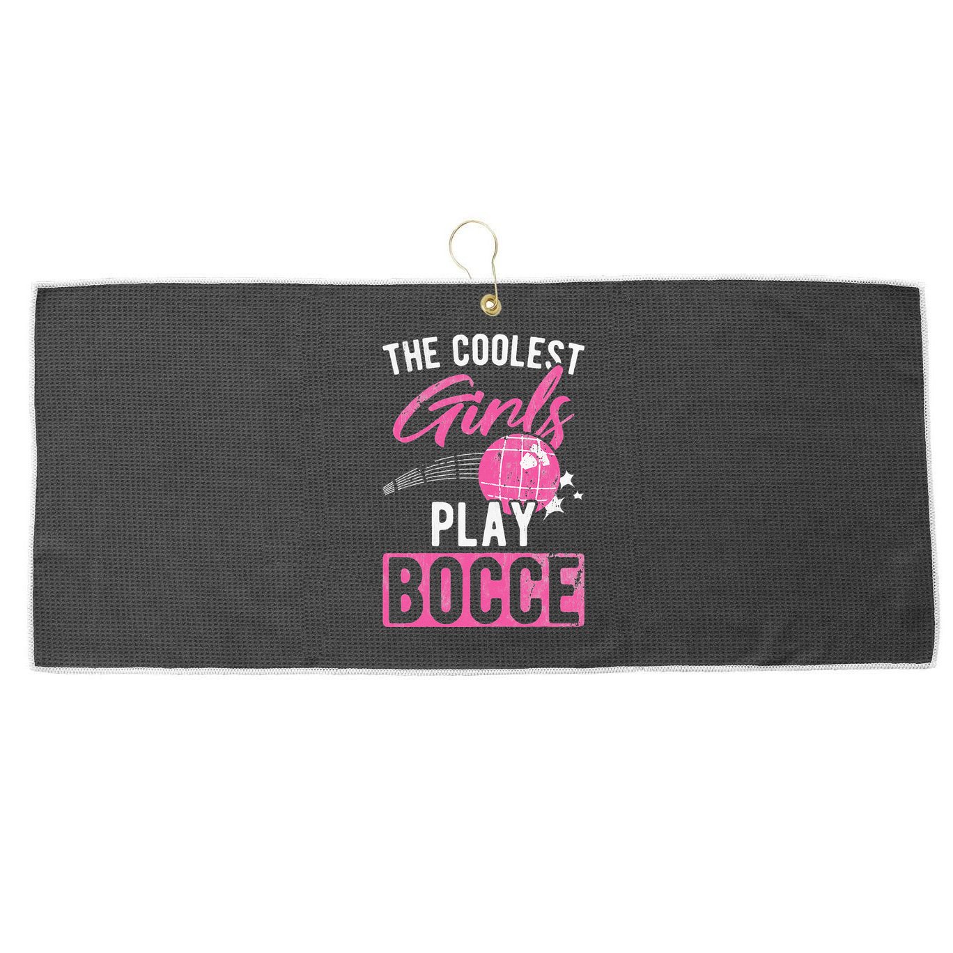 Womens Coolest Play Bocce Ball Large Microfiber Waffle Golf Towel
