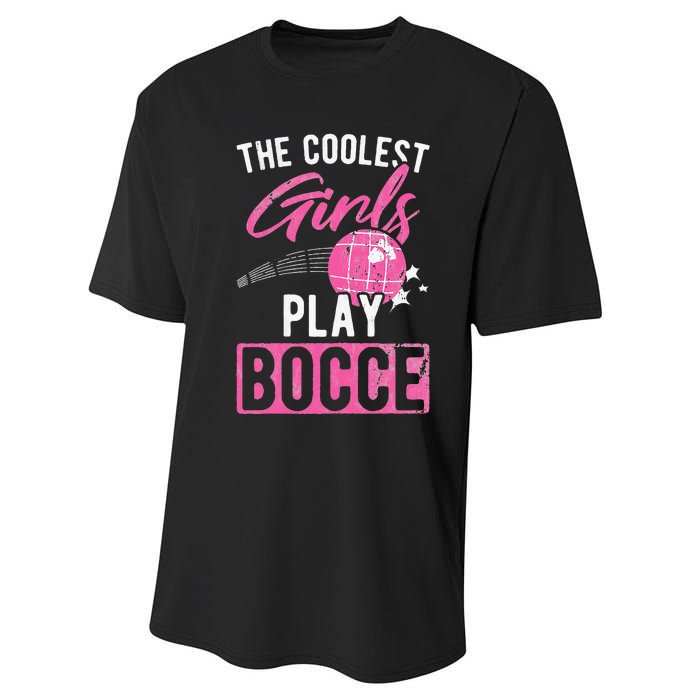 Womens Coolest Play Bocce Ball Performance Sprint T-Shirt