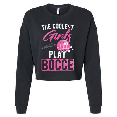 Womens Coolest Play Bocce Ball Cropped Pullover Crew