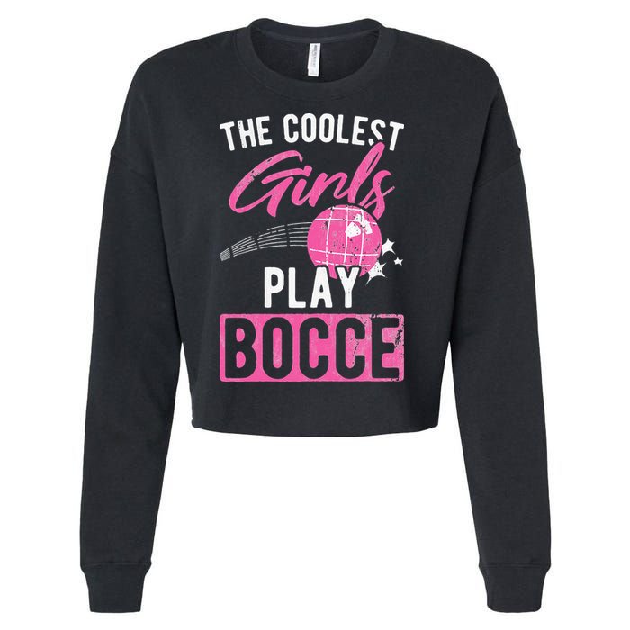 Womens Coolest Play Bocce Ball Cropped Pullover Crew