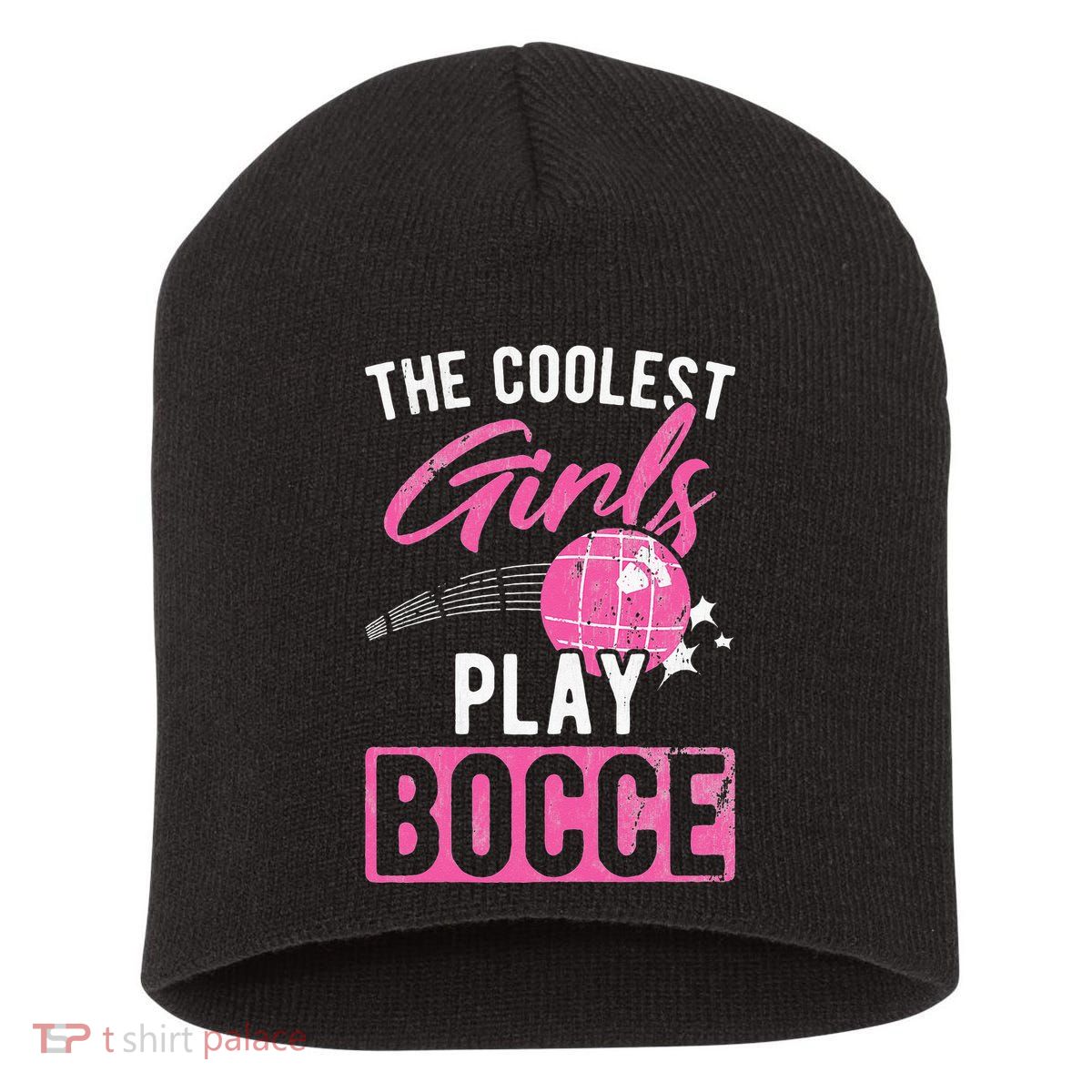 Womens Coolest Play Bocce Ball Short Acrylic Beanie