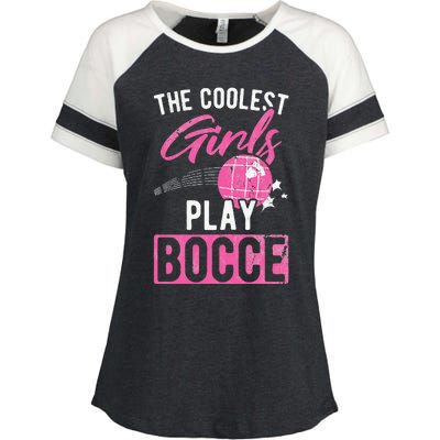 Womens Coolest Play Bocce Ball Enza Ladies Jersey Colorblock Tee