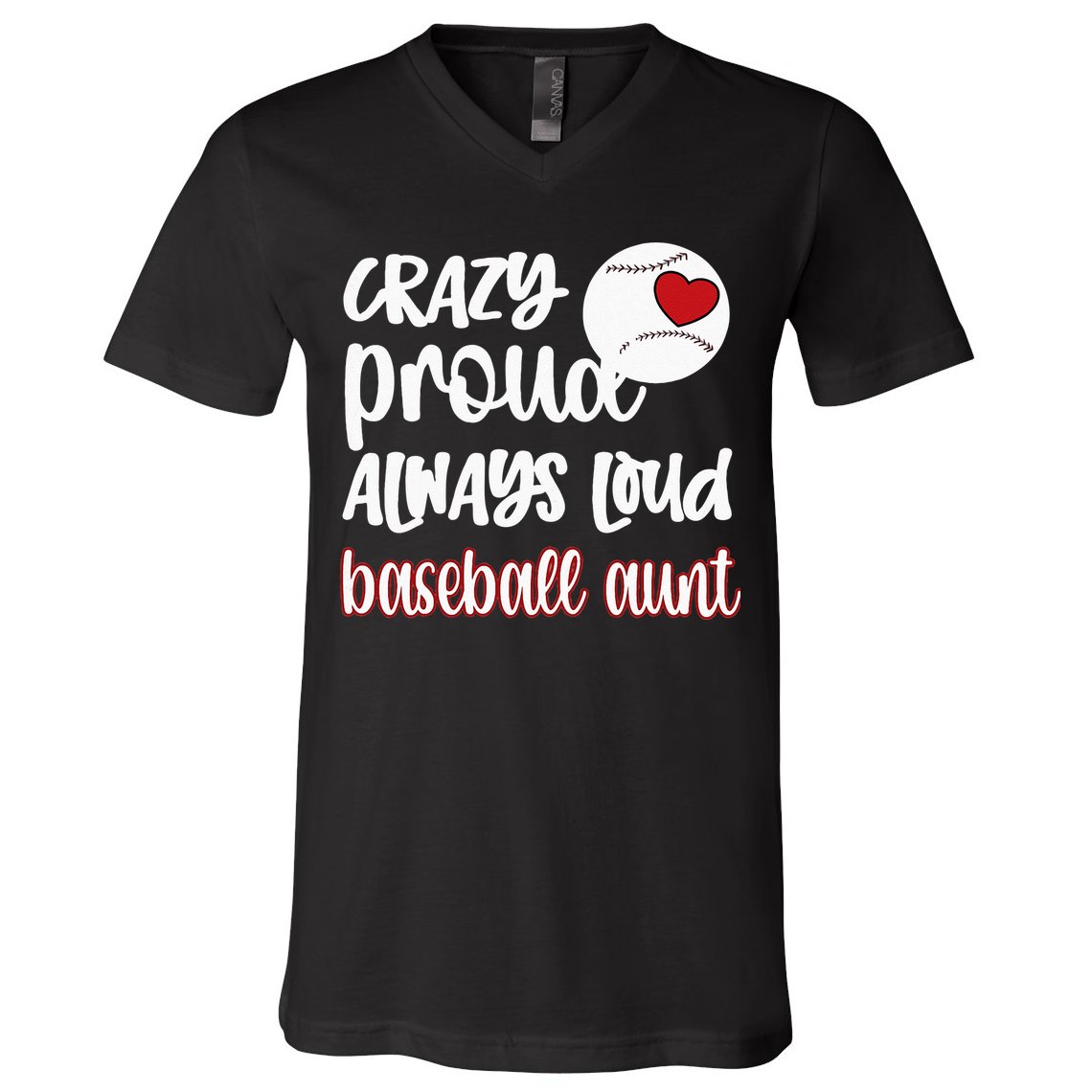 Womens Crazy Proud Baseball Aunt Baseball Fan Baseball Auntie V-Neck T-Shirt